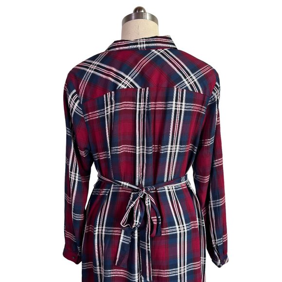 SOLD ruby plaid shirt dress 2X plus size print rayon work casual career EUC - Picture 5 of 11